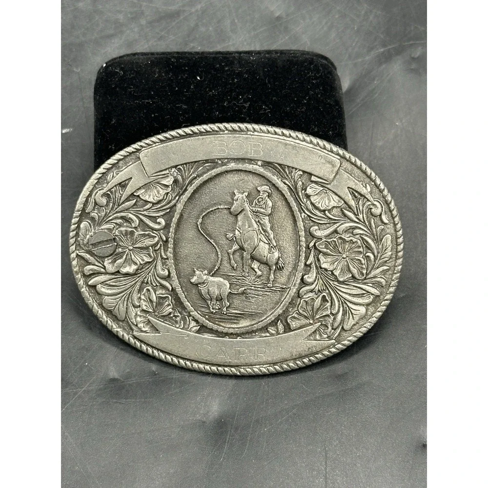 LTC Western Pod CO. 1974 Cowboy Rodeo Belt Buckle
